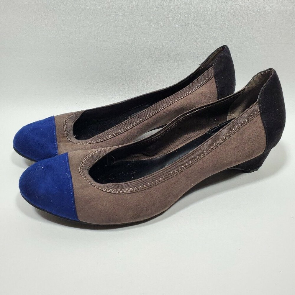 Dana Buchman Deely Women's Shoes Color Block Cap Toe Low Wedge Heel 8 M Preowned